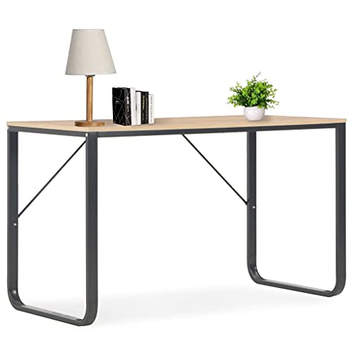 Woonisher Computertisch Schwarz und Eiche 120x60x73 cm Schreibtisch mit stauraum Regal sekretär von Woonisher
