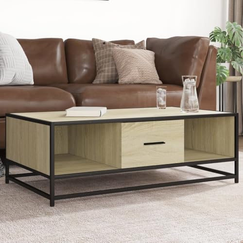 Woonisher Couchtisch -Eiche 100x57x35 cm Holzwerkstoff und Metall Table Basse Salon Petite Table Jardin de Woonisher Couchtisch -Eiche 100x57x35 cm Holzwerkstoff und Metall Table Basse Salon Petite Table Jardin de von Woonisher
