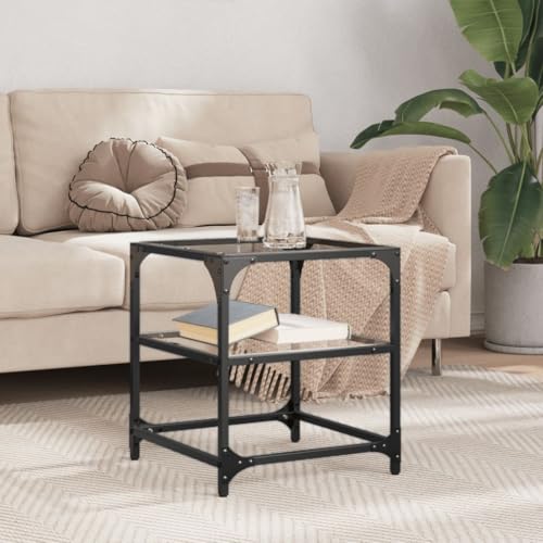 Woonisher Couchtisch mit Glasplatte Transparent 40x40x45 cm Stahl Table Basse Salon Petite Table Jardin de von Woonisher