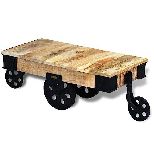 Woonisher Couchtisch mit Rollen Raues Mangoholz Table Basse Salon Petite Table Jardin de von Woonisher