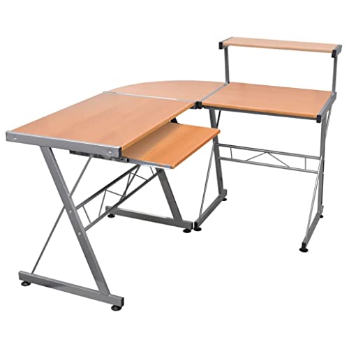 Woonisher Eck-Computertisch Braun 132x112x99 cm Holzwerkstoff Schreibtisch mit stauraum Regal sekretär von Woonisher