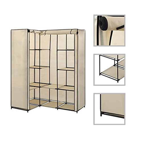 Woonisher Eckkleiderschrank Creme 130 x 87 x 169 cm schuhregal platzsparend Woonisher Eckkleiderschrank Creme 130 x 87 x 169 cm schuhregal platzsparend von Woonisher