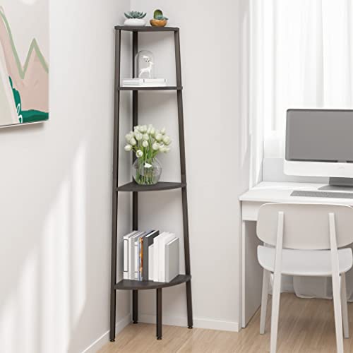 Woonisher Eckregal mit 4 Ablagen Schwarz 45,5x31,5x150 cm bücherregal Holz Woonisher Eckregal mit 4 Ablagen Schwarz 45,5x31,5x150 cm bücherregal Holz von Woonisher