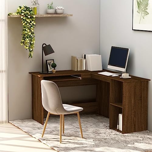 Woonisher Eckschreibtisch Braun Eichen-Optik 120x140x75 cm Holzwerkstoff Schreibtisch mit stauraum Regal sekretär Woonisher Eckschreibtisch Braun Eichen-Optik 120x140x75 cm Holzwerkstoff Schreibtisch mit stauraum Regal sekretär von Woonisher