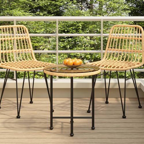 Woonisher Esstisch Ø50 cm Hartglas und Stahl Kunststoff gartentisch wetterfest von Woonisher