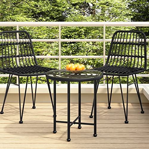 Woonisher Esstisch Schwarz Ø50 cm Hartglas und Stahl Kunststoff gartentisch wetterfest von Woonisher