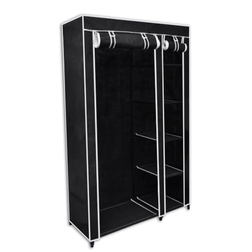 Woonisher Faltbarer Stoffschrank Schwarz 110 x 45 x 175 cm schuhregal platzsparend von Woonisher