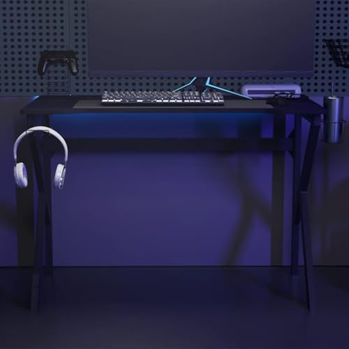 Woonisher Gaming-Schreibtisch mit K-Gestell Schwarz und Rot 110x60x75 cm Schreibtisch mit stauraum Regal sekretär von Woonisher