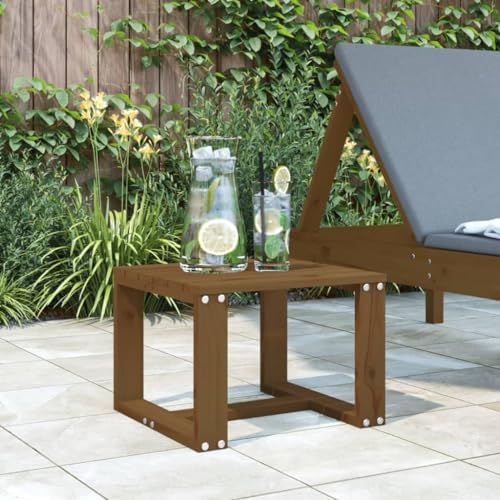 Woonisher Garten-Beistelltisch Honigbraun 40x38x28,5 cm Massivholz Kiefer Kunststoff gartentisch wetterfest von Woonisher