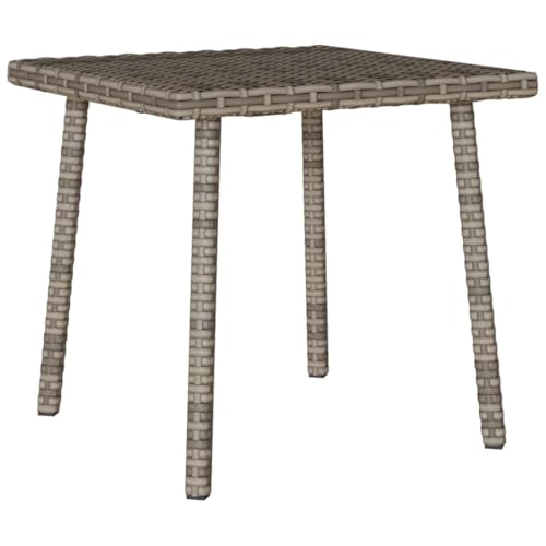Woonisher Garten-Couchtisch Rechteckig Grau 40x40x37 cm Poly Rattan Kunststoff gartentisch wetterfest von Woonisher