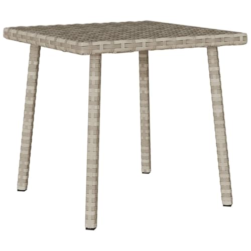 Woonisher Garten-Couchtisch Rechteckig Hellgrau 40x40x37 cm Poly Rattan Kunststoff gartentisch wetterfest von Woonisher