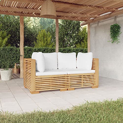 Woonisher Garten-Ecksofas mit Kissen 2 STK. Massivholz Teak Rattan gartenmöbel Set von Woonisher
