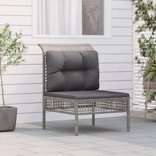 Woonisher Garten-Mittelsofa mit Kissen Grau Poly Rattan Rattan gartenmöbel Set Woonisher Garten-Mittelsofa mit Kissen Grau Poly Rattan Rattan gartenmöbel Set von Woonisher