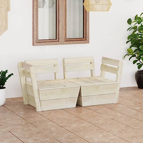 Woonisher Garten-Palettensofa 2-Sitzer Impregniertes Fichtenholz Rattan gartenmöbel Set Woonisher Garten-Palettensofa 2-Sitzer Impregniertes Fichtenholz Rattan gartenmöbel Set von Woonisher