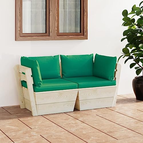 Woonisher Garten-Palettensofa 2-Sitzer mit Kissen Fichtenholz Rattan gartenmöbel Set Woonisher Garten-Palettensofa 2-Sitzer mit Kissen Fichtenholz Rattan gartenmöbel Set von Woonisher
