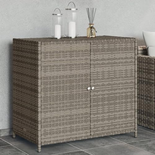 Woonisher Gartenschrank Grau 55x59x80 cm Poly Rattan aufbewahrungsbox Garten von Woonisher