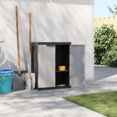 Woonisher Gartenschrank Grau und Schwarz 65x37x85 cm PP kommoden & sideboards allzweckschrank von Woonisher