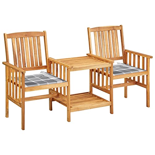 Woonisher Gartenstühle mit Teetisch und Kissen Akazie Massivholz Rattan gartenmöbel Set von Woonisher
