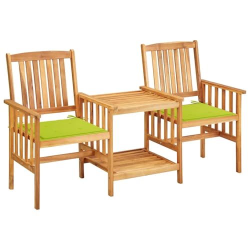 Woonisher Gartenstühle mit Teetisch und Kissen Akazie Massivholz Rattan gartenmöbel Set von Woonisher