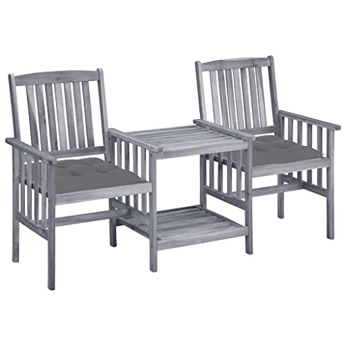 Woonisher Gartenstühle mit Teetisch und Kissen Massivholz Akazie Rattan gartenmöbel Set von Woonisher
