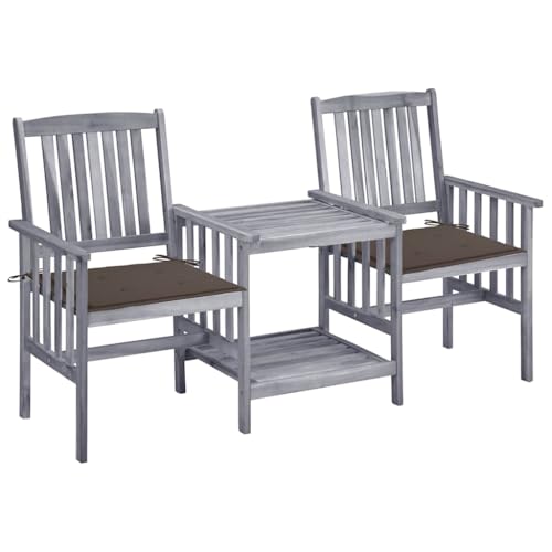 Woonisher Gartenstühle mit Teetisch und Kissen Massivholz Akazie Rattan gartenmöbel Set von Woonisher