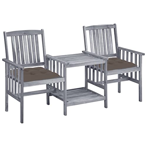Woonisher Gartenstühle mit Teetisch und Kissen Massivholz Akazie Rattan gartenmöbel Set von Woonisher