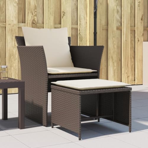 Woonisher Gartenstuhl mit Fußhocker Braun Poly Rattan Rattan gartenmöbel Set von Woonisher