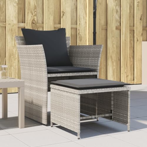 Woonisher Gartenstuhl mit Fußhocker Hellgrau Poly Rattan Rattan gartenmöbel Set Woonisher Gartenstuhl mit Fußhocker Hellgrau Poly Rattan Rattan gartenmöbel Set von Woonisher