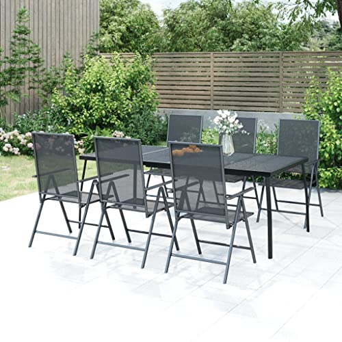 Woonisher Gartentisch Anthrazit 200x100x72 cm Stahlgitter Kunststoff gartentisch wetterfest von Woonisher
