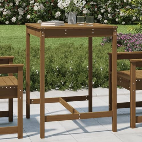 Woonisher Gartentisch Honigbraun 82,5x82,5x110 cm Massivholz Kiefer Kunststoff gartentisch wetterfest von Woonisher