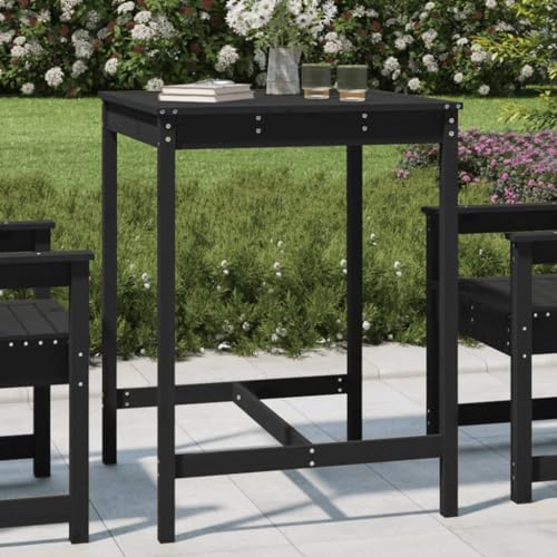 Woonisher Gartentisch Schwarz 82,5x82,5x110 cm Massivholz Kiefer Kunststoff gartentisch wetterfest von Woonisher