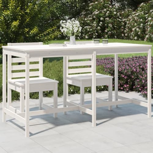 Woonisher Gartentisch Weiß 203,5x90x110 cm Massivholz Kiefer Kunststoff gartentisch wetterfest von Woonisher