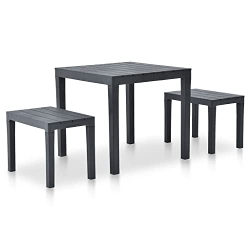 Woonisher Gartentisch mit 2 Bänken Kunststoff Anthrazit Rattan gartenmöbel Set von Woonisher