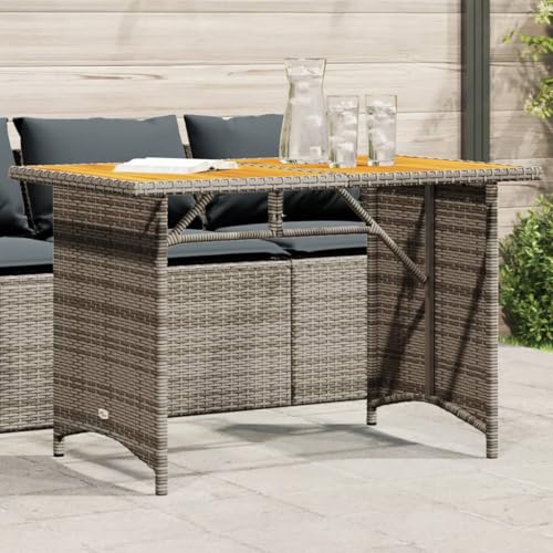 Woonisher Gartentisch mit Holzplatte Grau 110x68x70 cm Poly Rattan Kunststoff gartentisch wetterfest Woonisher Gartentisch mit Holzplatte Grau 110x68x70 cm Poly Rattan Kunststoff gartentisch wetterfest von Woonisher