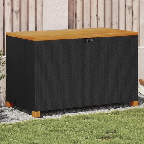Woonisher Gartentruhe Beige 110x55x63 cm Poly Rattan Akazienholz aufbewahrungsbox Garten Woonisher Gartentruhe Beige 110x55x63 cm Poly Rattan Akazienholz aufbewahrungsbox Garten von Woonisher