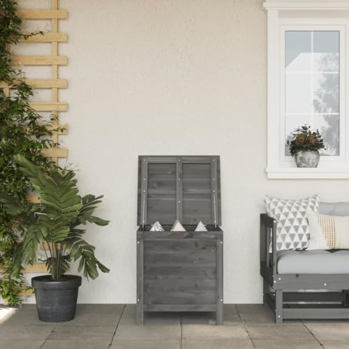 Woonisher Gartentruhe Beige 80x40x48 cm Poly Rattan Akazienholz aufbewahrungsbox Garten von Woonisher