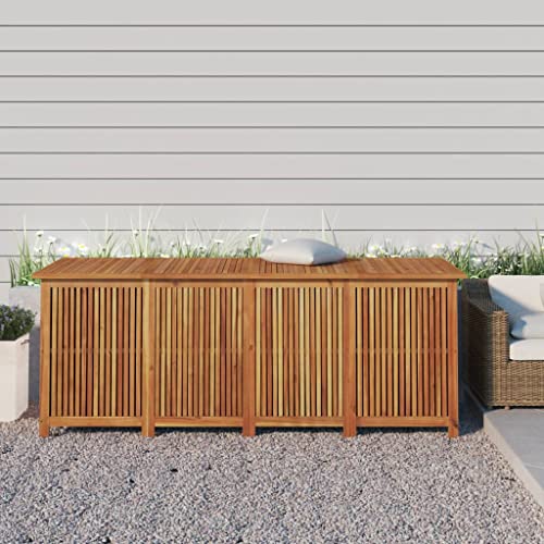 Woonisher Gartentruhe Schwarz 110x50x54 cm Poly Rattan Akazienholz aufbewahrungsbox Garten von Woonisher
