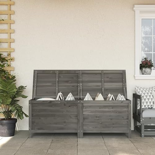 Woonisher Gartentruhe Schwarz 110x55x63 cm Poly Rattan Akazienholz aufbewahrungsbox Garten von Woonisher