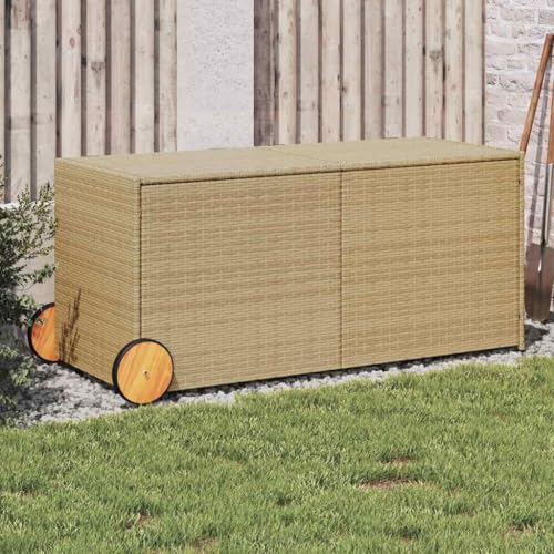 Woonisher Gartentruhe mit Rollen Beige 190L Poly Rattan aufbewahrungsbox Garten Woonisher Gartentruhe mit Rollen Beige 190L Poly Rattan aufbewahrungsbox Garten von Woonisher