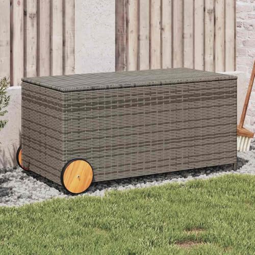 Woonisher Gartentruhe mit Rollen Schwarz 190L Poly Rattan aufbewahrungsbox Garten Woonisher Gartentruhe mit Rollen Schwarz 190L Poly Rattan aufbewahrungsbox Garten von Woonisher