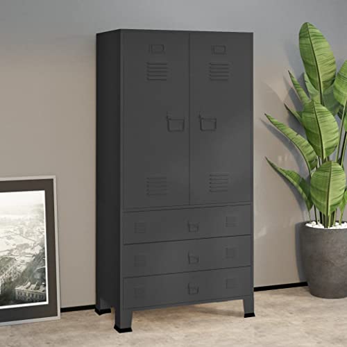 Woonisher Industrial Kleiderschrank Anthrazit 90x50x180 cm Metall schuhregal platzsparend Woonisher Industrial Kleiderschrank Anthrazit 90x50x180 cm Metall schuhregal platzsparend von Woonisher