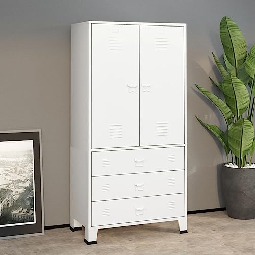 Woonisher Industrial Kleiderschrank Weiß 90x50x180 cm Metall schuhregal platzsparend Woonisher Industrial Kleiderschrank Weiß 90x50x180 cm Metall schuhregal platzsparend von Woonisher