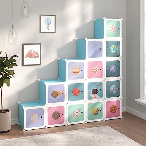 Woonisher Kinderschrank Modular mit 15 Würfeln Blau PP schuhregal platzsparend Woonisher Kinderschrank Modular mit 15 Würfeln Blau PP schuhregal platzsparend von Woonisher