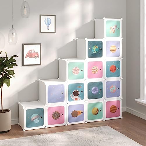 Woonisher Kinderschrank Modular mit 15 Würfeln Weiß PP schuhregal platzsparend Woonisher Kinderschrank Modular mit 15 Würfeln Weiß PP schuhregal platzsparend von Woonisher