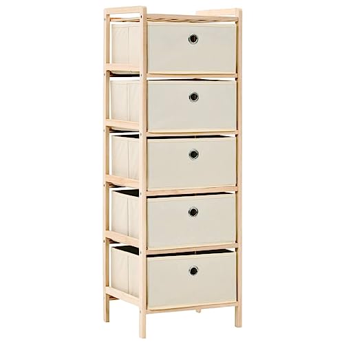 Woonisher Korb-Kommode mit 5 Stoffkörben Zedernholz Beige von Woonisher