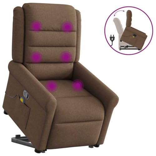Woonisher Massagesessel mit Aufstehhilfe Braun Stoffwohnzimmersessel Sessel relaxsessel stillsessel von Woonisher