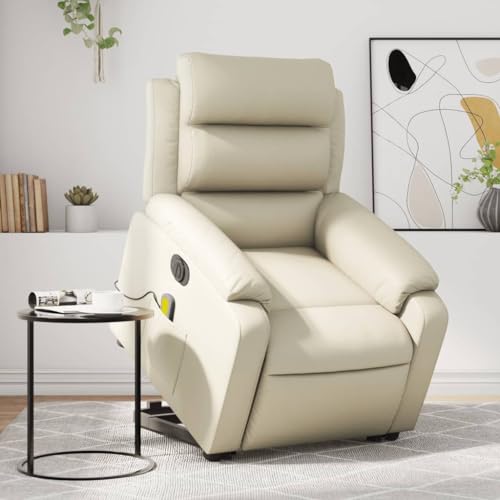Woonisher Massagesessel mit Aufstehhilfe Elektrisch Creme Kunstlederwohnzimmersessel Sessel relaxsessel stillsessel von Woonisher