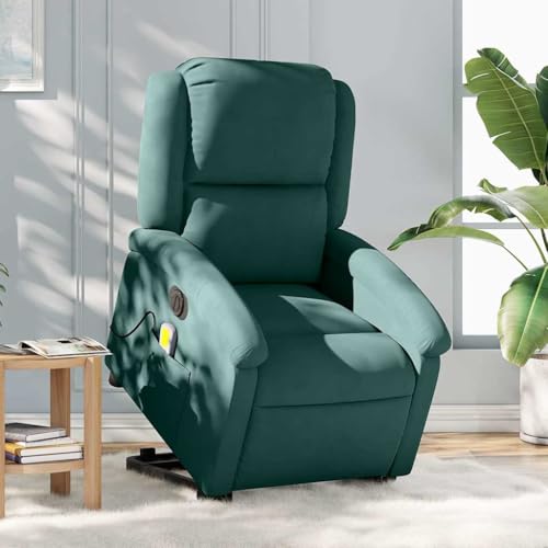 Woonisher Massagesessel mit Aufstehhilfe Elektrisch Dunkelgrün Samtwohnzimmersessel Sessel relaxsessel stillsessel von Woonisher