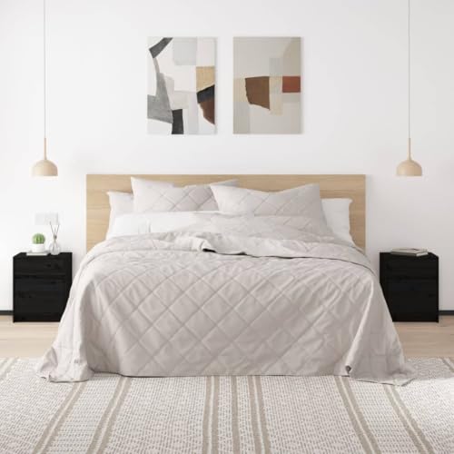 Woonisher Nachtschränke 2 STK. Schwarz 40x31x50 cm Massivholz Kiefer Bed Side Table Bedroom von Woonisher