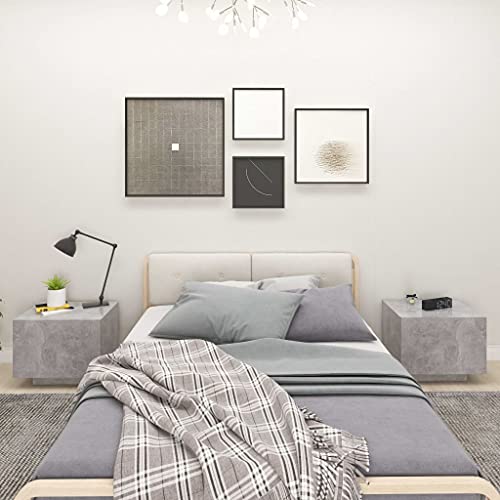 Woonisher Nachttisch Betongrau 100x35x40 cm Holzwerkstoff Bed Side Table Bedroom von Woonisher